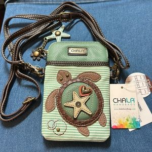 NWT Chala handbag teal stripe turtle bag